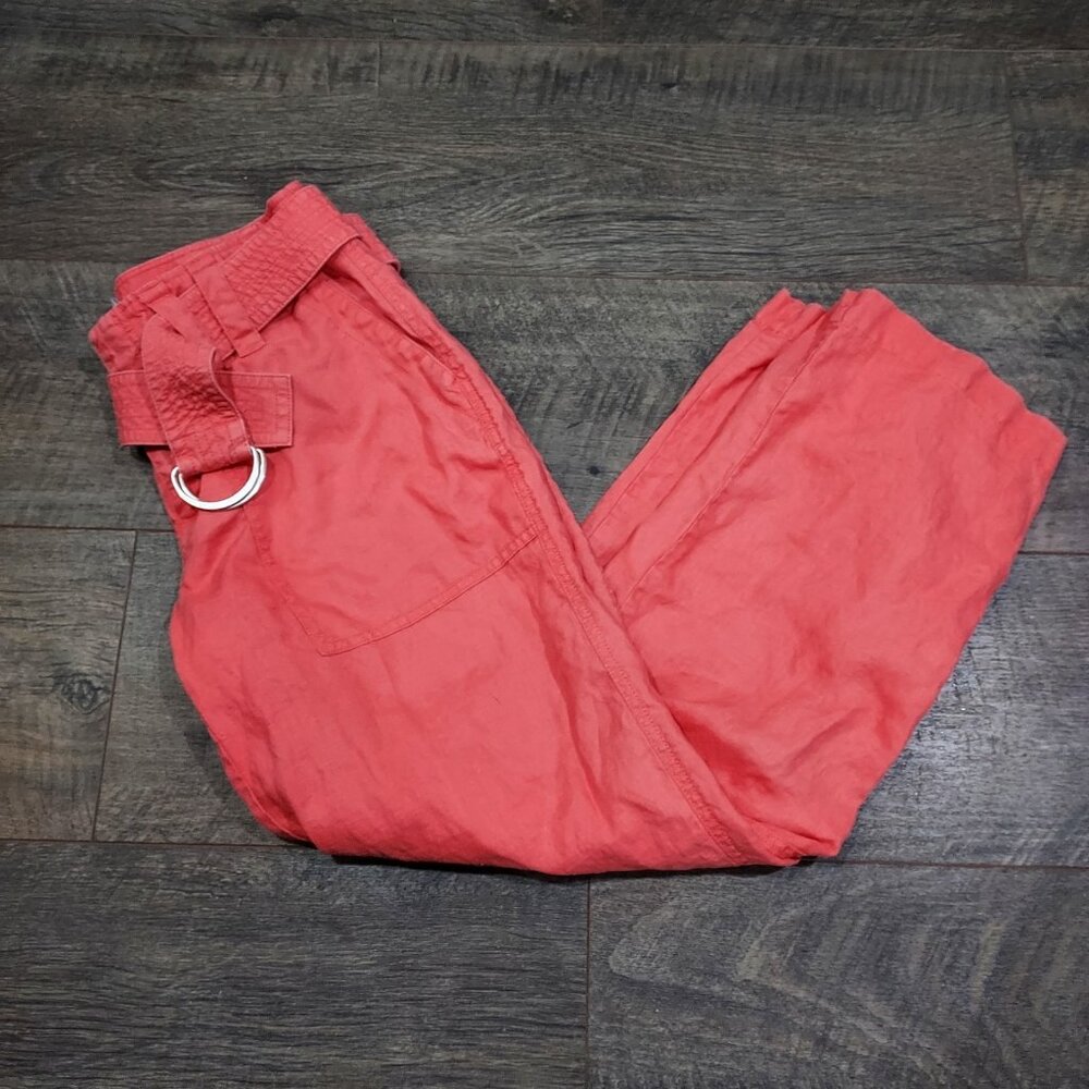 Liz Claiborne  Micheala Linen Pants Cropped Capri Wide Leg Boho Beach - Picture 4 of 12